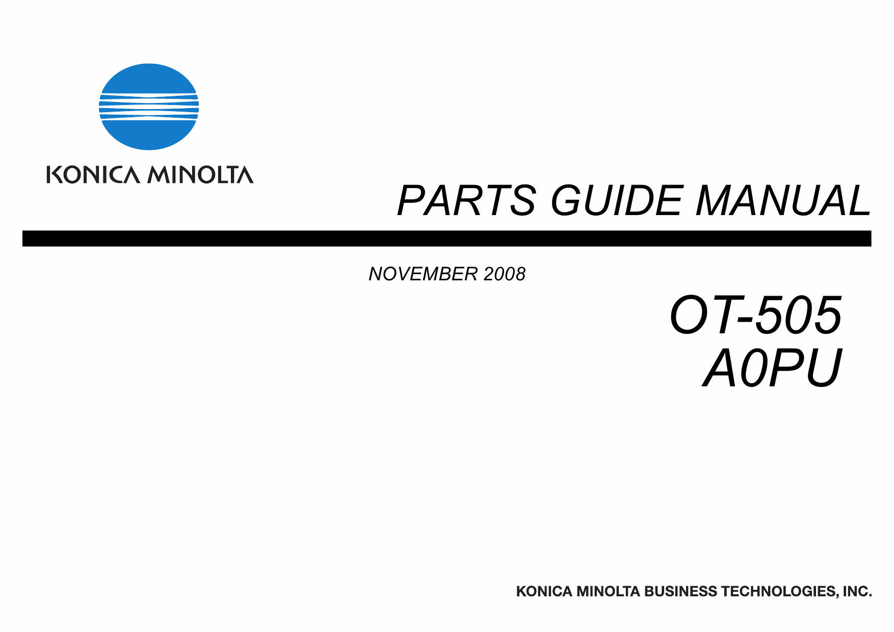 Konica-Minolta Options OT-505 A0PU Parts Manual-1